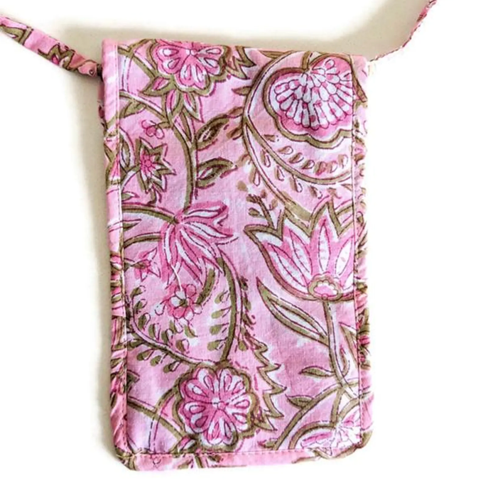 Block-Printed Crossbody Mobile Phone Cell Phone Bag With Slim Pocket from Shakti.ism