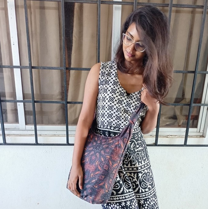Vibrant crossbody sling handbag with knotted strap from Shakti.ism