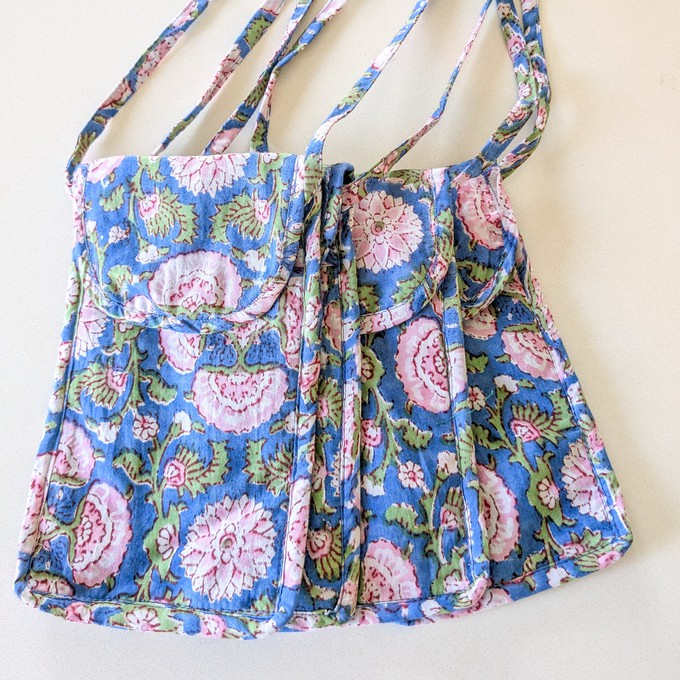 Blue Block-Printed Crossbody Mobile Phone Cell Phone Bag With Slim Pocket from Shakti.ism