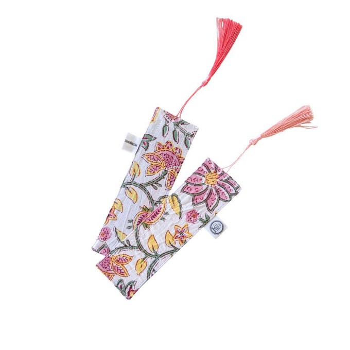 Block Printed Fabric Bookmarks with Tassel, Ethically Handmade in India from Shakti.ism