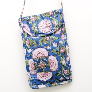 Blue Block-Printed Crossbody Mobile Phone Cell Phone Bag With Slim Pocket from Shakti.ism