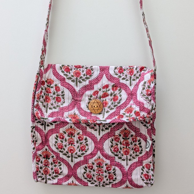 Quilted Block-Printed Cotton Crossbody Bag – Fair Trade Handmade Eco-Friendly Satchel from Shakti.ism