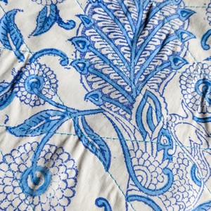 Quilted Block-Printed Zipper Pouch with Tassel from Shakti.ism