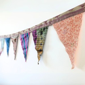 Upcycled sari flags, reusable sari bunting from Shakti.ism