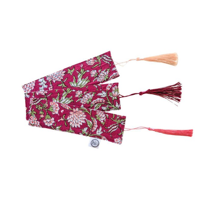 Block Printed Fabric Bookmarks with Tassel, Ethically Handmade in India from Shakti.ism
