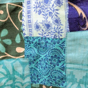 Colourful Sari Patchwork Tote Bags, Fair Trade Market Weekender Bag in Shades of Blue from Shakti.ism