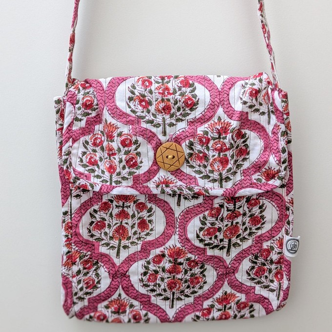 Quilted Block-Printed Cotton Crossbody Bag – Fair Trade Handmade Eco-Friendly Satchel from Shakti.ism