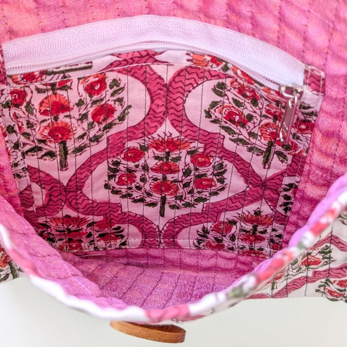 Quilted Block-Printed Cotton Crossbody Bag – Fair Trade Handmade Eco-Friendly Satchel from Shakti.ism