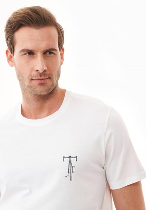 T-Shirt With Bike Print Off White from Shop Like You Give a Damn