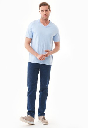 T-Shirt V-Neck Basic Powder Blue from Shop Like You Give a Damn
