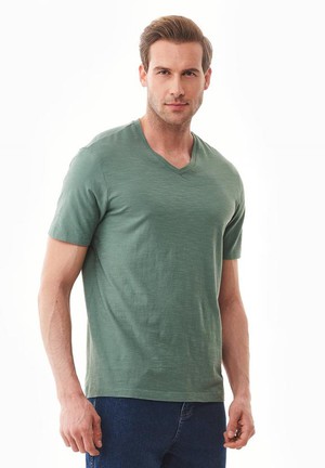 T-Shirt V-Neck Basic Green Tea from Shop Like You Give a Damn