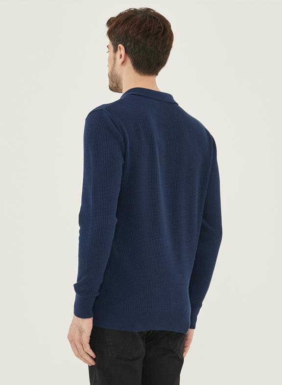Polo Sweater Waffle Effect Dark Blue from Shop Like You Give a Damn