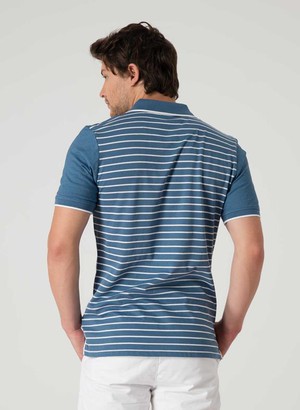 Striped Polo Shirt Aegean Blue from Shop Like You Give a Damn