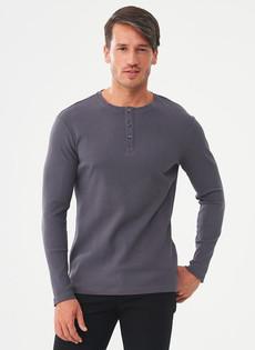 Ribbed Henley Top Dark Grey via Shop Like You Give a Damn