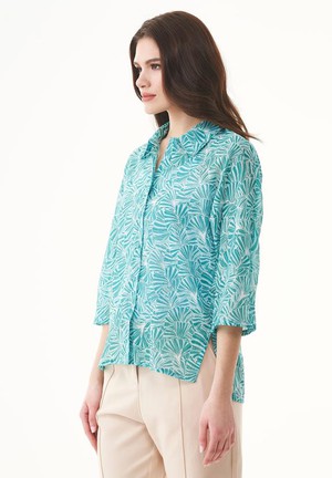 Voile Blouse Flower Emerald Blue from Shop Like You Give a Damn