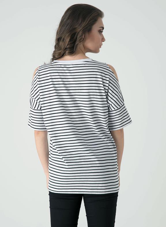 Off The Shoulder T-Shirt Stripes Black White from Shop Like You Give a Damn