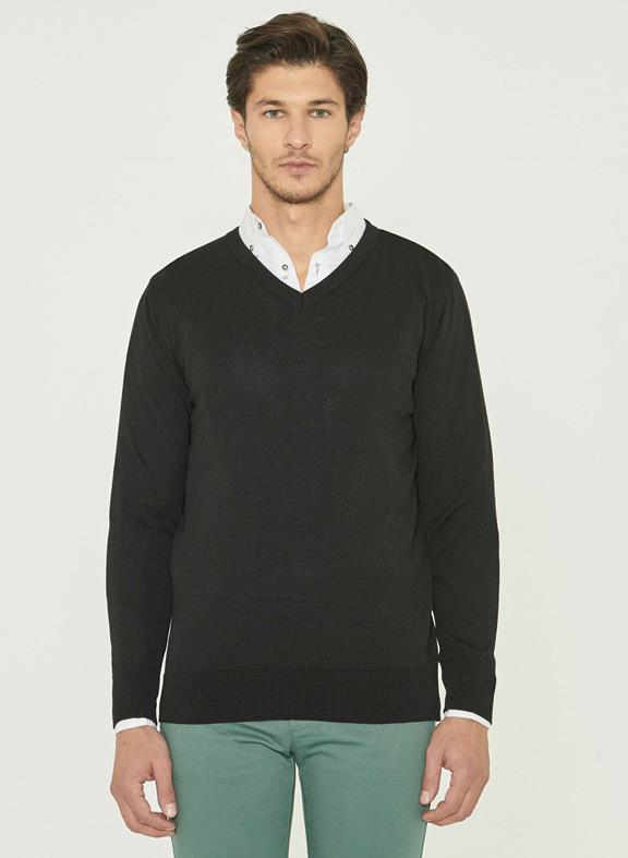 Knitted V-Neck Black from Shop Like You Give a Damn