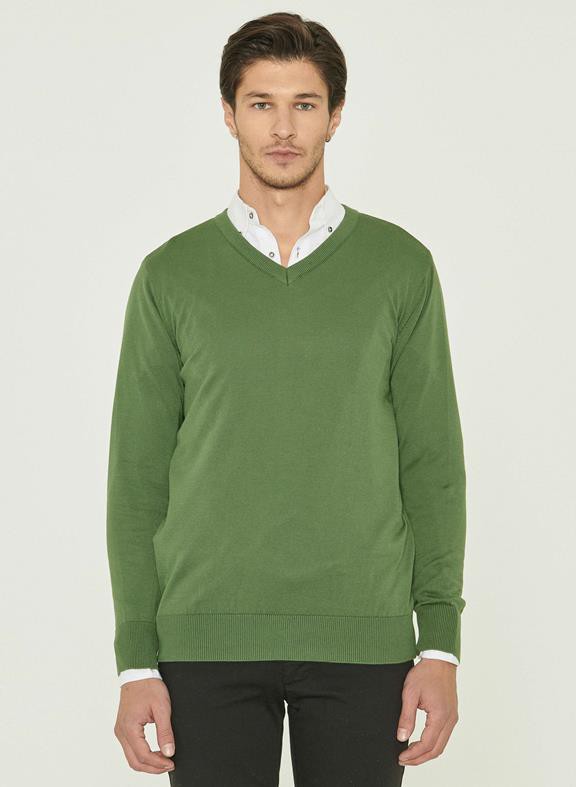 Knitted V-Neck Green from Shop Like You Give a Damn