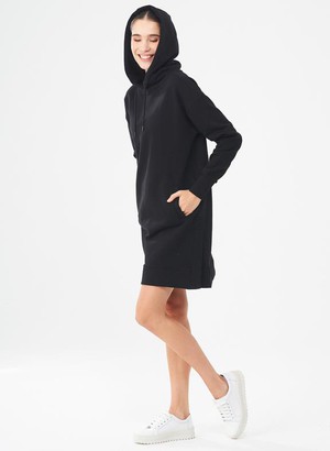 Long Hoodie Dress Black from Shop Like You Give a Damn