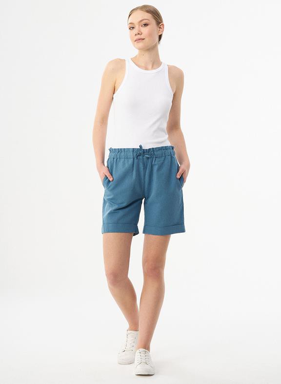 Paperbag Shorts Linen Blend Blue from Shop Like You Give a Damn