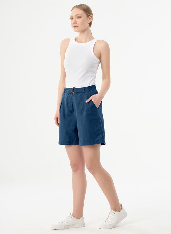 Shorts Belt Linen Blend Dark Blue from Shop Like You Give a Damn