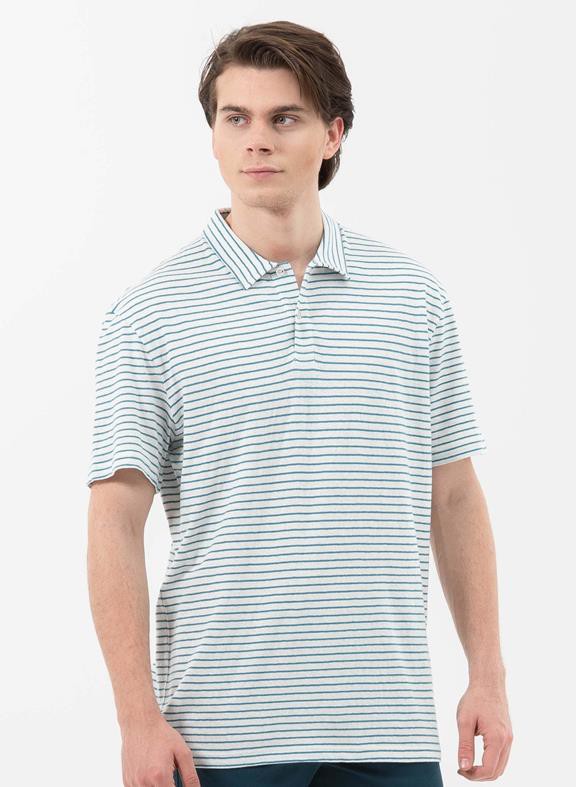 Striped Polo White/Blue from Shop Like You Give a Damn
