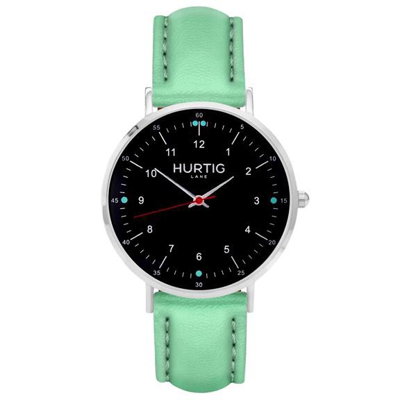 Moderno Vegan Leather Watch Silver, Black & Mint from Shop Like You Give a Damn