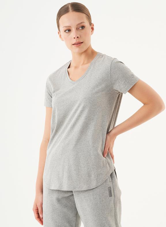 T-Shirt V-Neck Tuba Gray Melange from Shop Like You Give a Damn