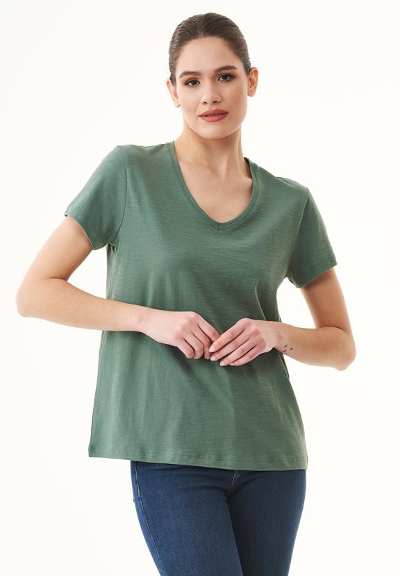 T-Shirt V-Neck Basic Green Tea from Shop Like You Give a Damn