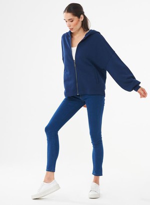 Zipped Sweats Bishop Sleeves Dark Blue from Shop Like You Give a Damn