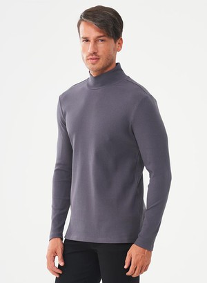 Ribbed Long Sleeve Turtleneck Shirt Grey from Shop Like You Give a Damn