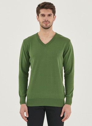 Knitted V-Neck Green from Shop Like You Give a Damn