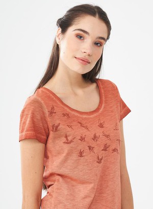 T-Shirt Bird Print Ginger Brown from Shop Like You Give a Damn