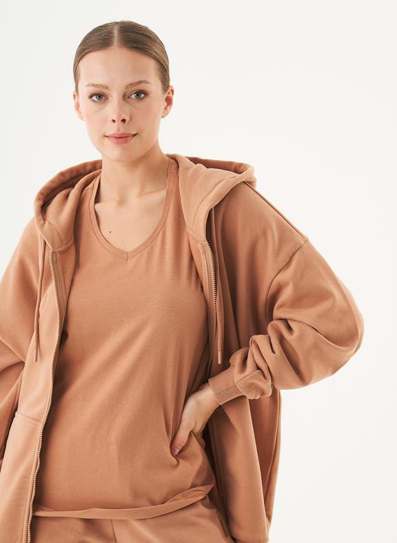 Sweat Cardigan Jale Light Brown from Shop Like You Give a Damn