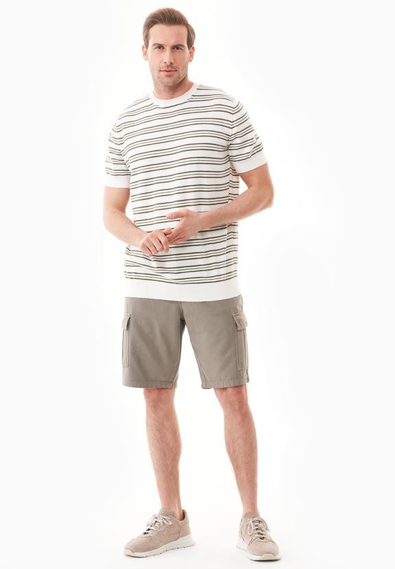 T-Shirt With Stripes Fine Knit Khaki Green & Off White from Shop Like You Give a Damn T-Shirt With Stripes Fine Knit Khaki Green & Off White from Shop Like You Give a Damn