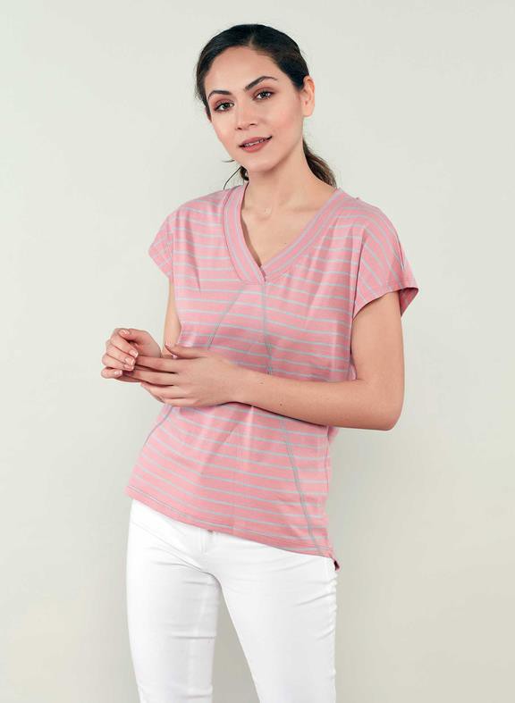 T-Shirt Contrast Seams Peachy Grey from Shop Like You Give a Damn