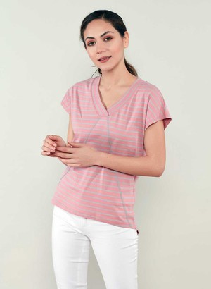 T-Shirt Contrast Seams Peachy Grey from Shop Like You Give a Damn