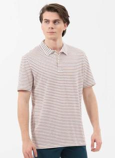 Striped Polo White/Brown via Shop Like You Give a Damn