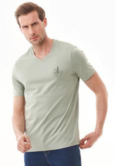 T-Shirt With Compass Print Olive Grey via Shop Like You Give a Damn