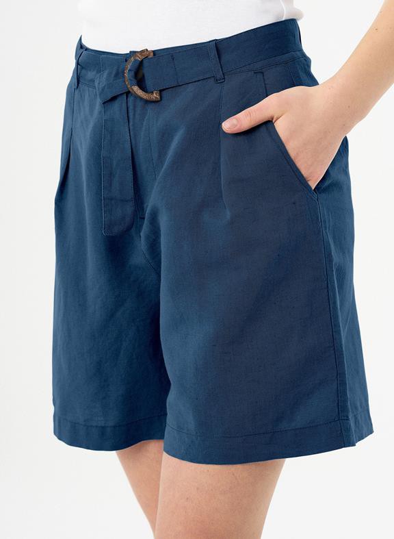 Shorts Belt Linen Blend Dark Blue from Shop Like You Give a Damn