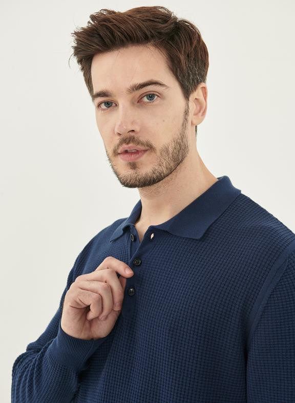 Polo Sweater Waffle Effect Dark Blue from Shop Like You Give a Damn