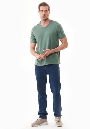 T-Shirt V-Neck Basic Green Tea from Shop Like You Give a Damn
