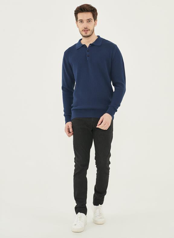 Polo Sweater Waffle Effect Dark Blue from Shop Like You Give a Damn