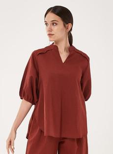 Blouse Puff Sleeves Dark Red via Shop Like You Give a Damn