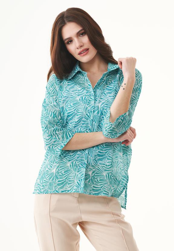 Voile Blouse Flower Emerald Blue from Shop Like You Give a Damn