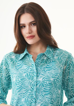Voile Blouse Flower Emerald Blue from Shop Like You Give a Damn