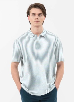 Striped Polo White/Blue from Shop Like You Give a Damn