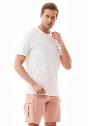 T-Shirt With Bike Print Off White from Shop Like You Give a Damn
