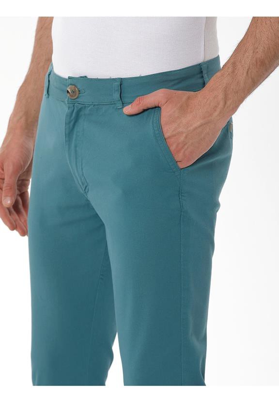 Chino Pants Slim Petrol Green from Shop Like You Give a Damn