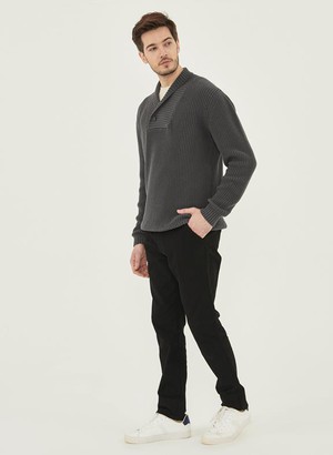 Shawl Collar Sweater Dark Grey from Shop Like You Give a Damn